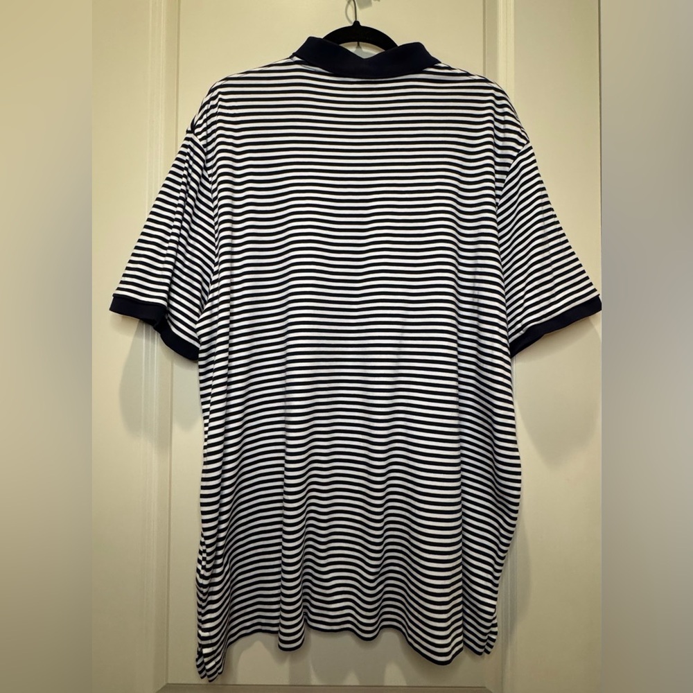 Polo Ralph Lauren Classic Fit Soft Cotton Polo Shirt XXL Navy/White Striped EUC - Picture 3 of 13